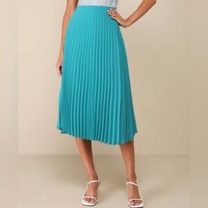 Worn once! MARINA V Teal Turquoise Pleated Knit Midi Skirt XS